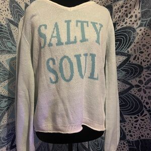 Maurices White and Blue Crew Neck Sweater